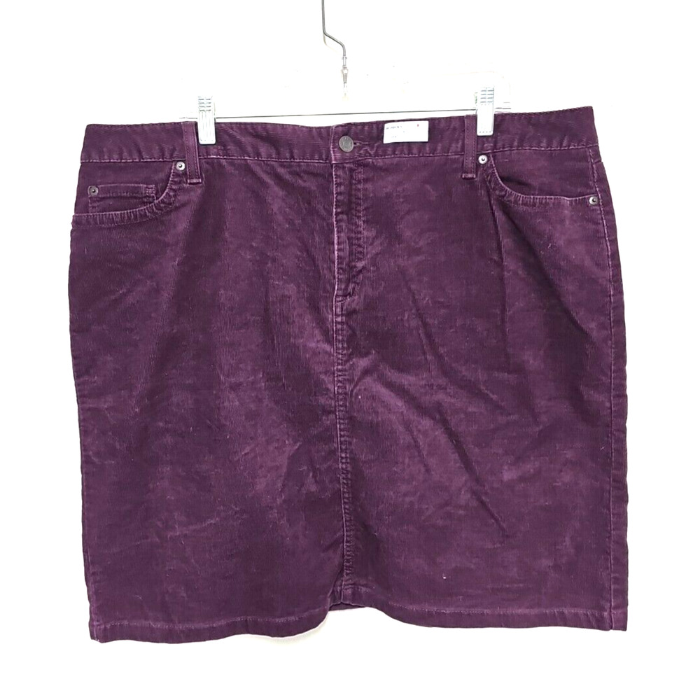 LL Bean Womens Size 20R Purple Corduroy Skirt Jewel Tone Classic Style